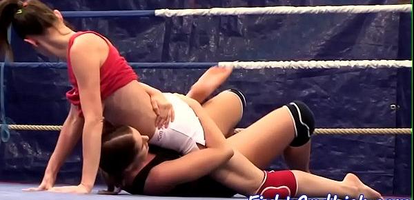  Les babes spanking and gaping while wrestling